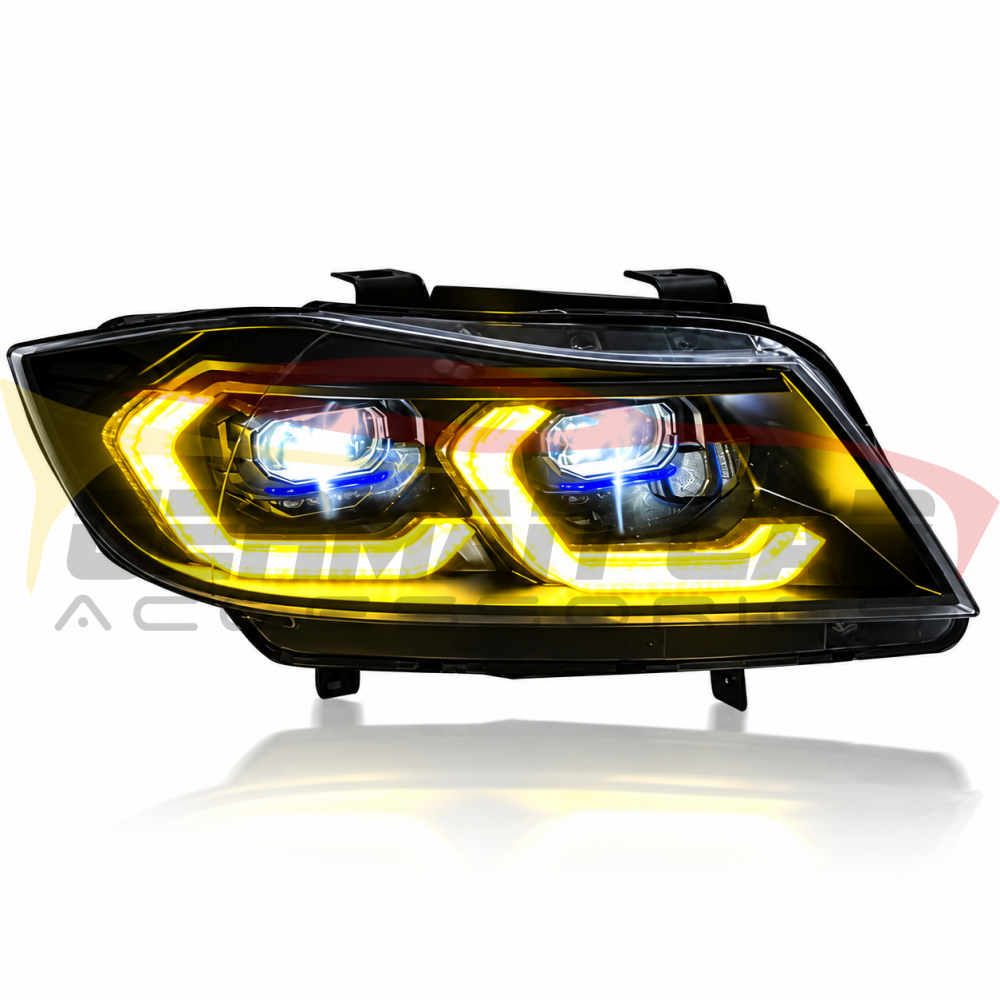 2005-2012 BMW 3-Series/M3 Yellow-White DRL Ikon Style LED Headlights | E90/E91 - Headlights