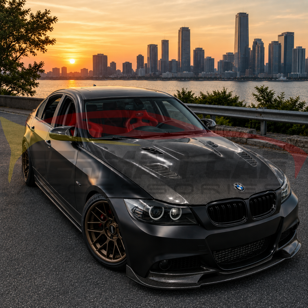 2005-2013 BMW 3-Series/M3 V Style Carbon Fiber Hood | E90/E92 - Front Hood