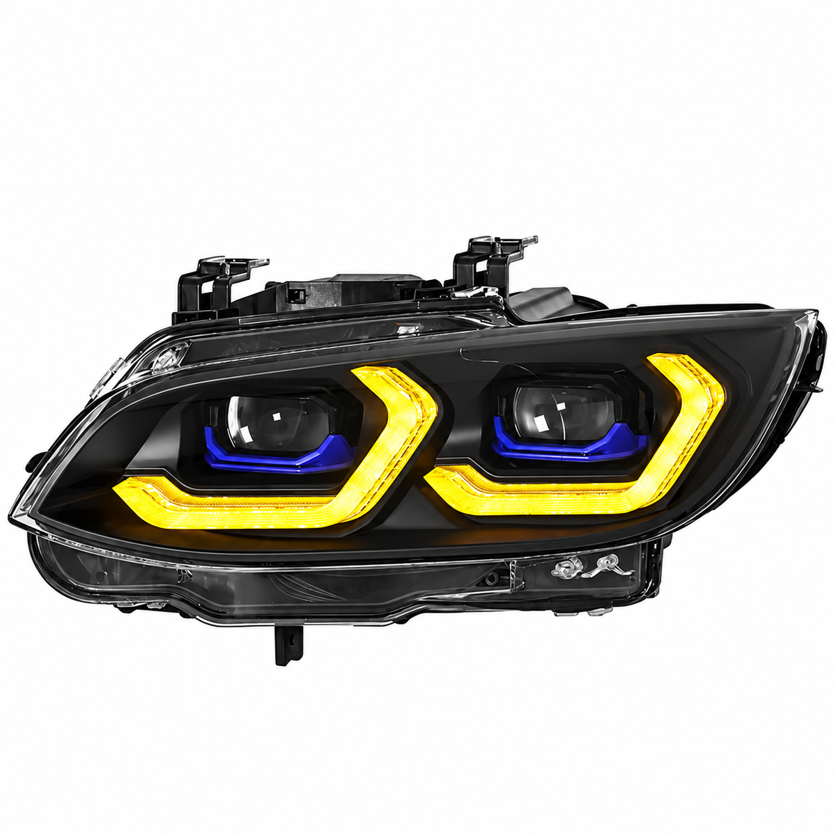 2006-2010 BMW 3-Series/M3 Yellow-White DRL Ikon Style Headlights | E92/E93 Pre-LCI
