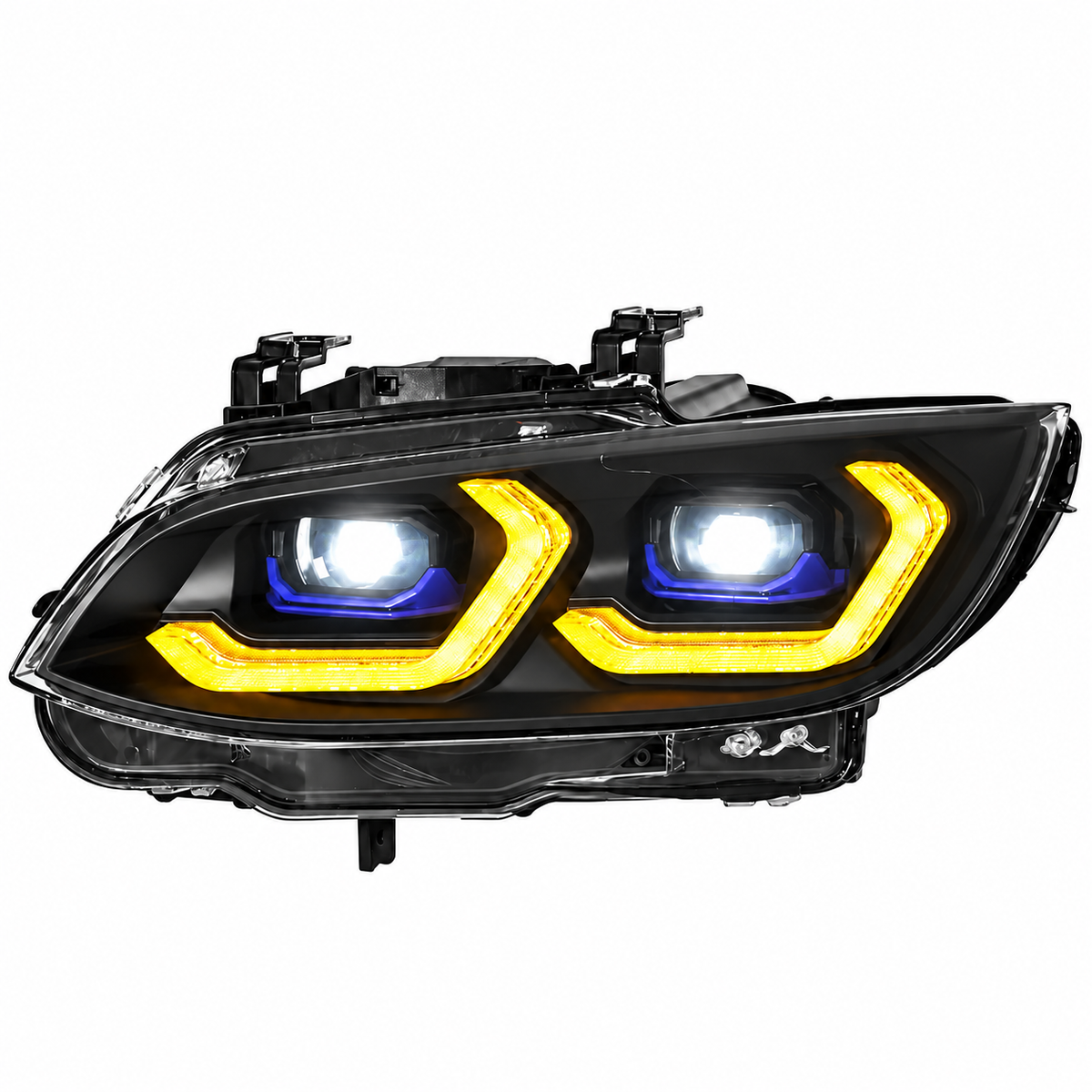 2006-2010 BMW 3-Series/M3 Yellow-White DRL Ikon Style Headlights | E92/E93 Pre-LCI