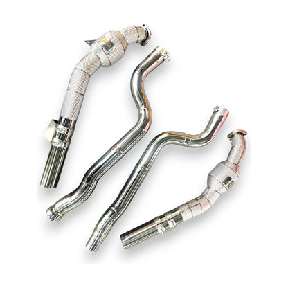 2009-2011 Mercedes E500/E550 Downpipes | W212 Yes Heat Shield / 200 Cell Euro 6 Sport High Flow Cat Downpipes