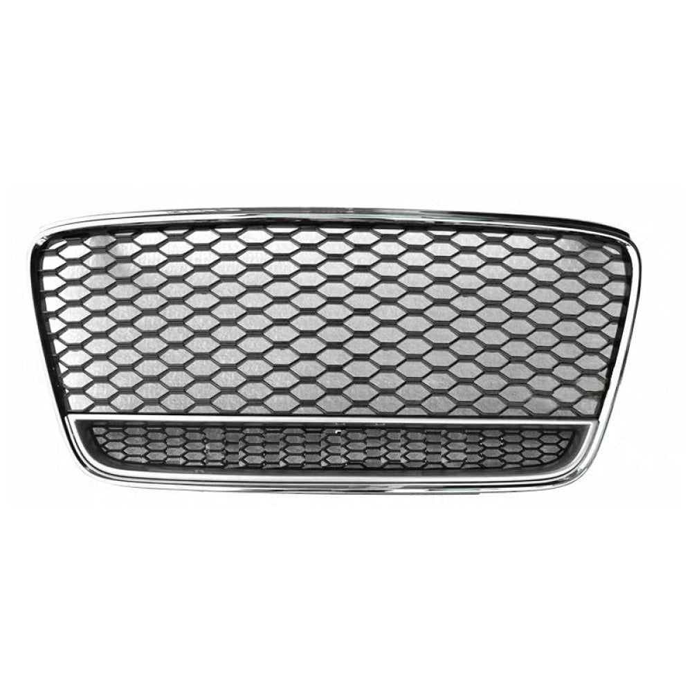 2007-2013 Audi R8 Honeycomb Grille With Lower Mesh | Mk1 Pre Facelift Chrome Silver Frame Black