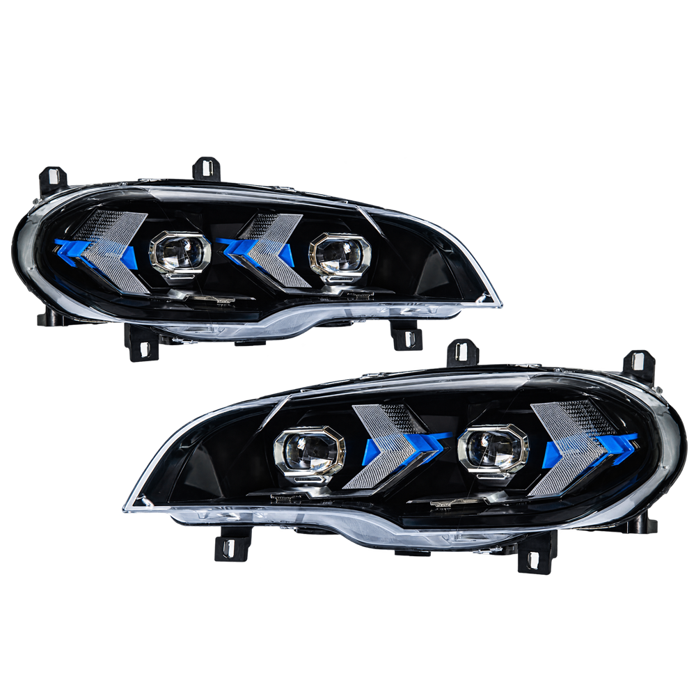 2007-2013 BMW X5/X5M Yellow-White Snake Eye Style LED Headlights | E70