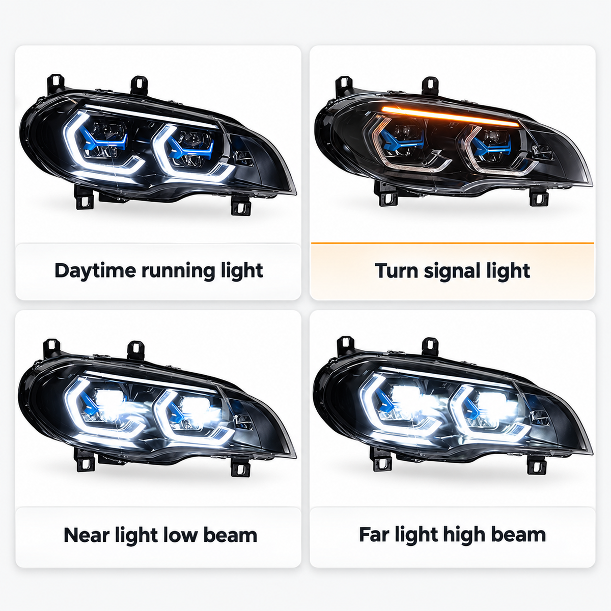 2007-2013 BMW X5/X5M Yellow-White G05 Laser Style LED Headlights | E70
