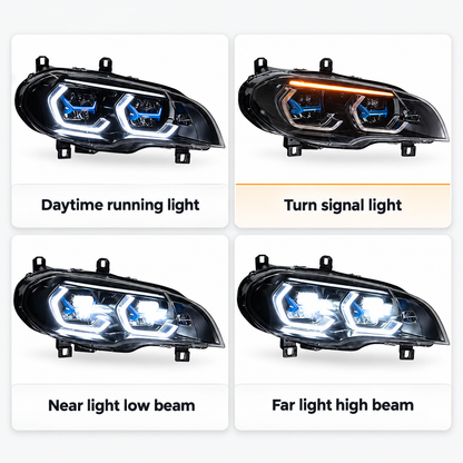 2007-2013 BMW X5/X5M Yellow-White G05 Laser Style LED Headlights | E70