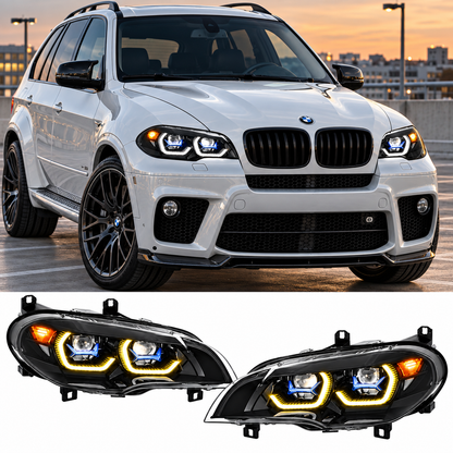 2007-2013 BMW X5/X5M Yellow-White G05 Laser Style LED Headlights | E70
