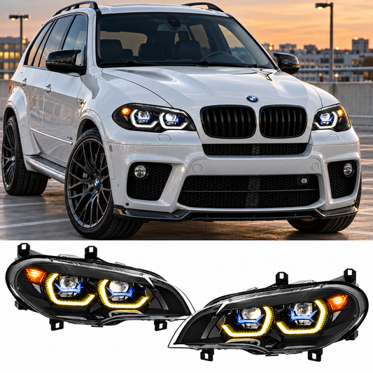 2007-2013 BMW X5/X5M Yellow-White G05 Laser Style LED Headlights | E70