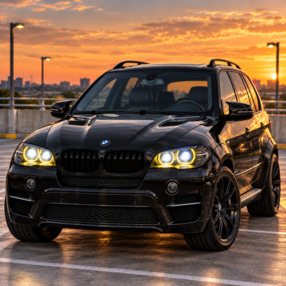 2007-2013 BMW X5/X5M Yellow-White Laser Style LED Headlights | E70