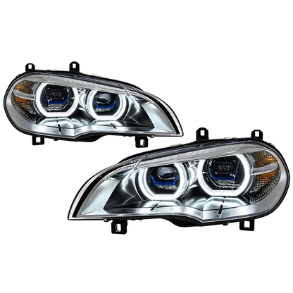 2007-2013 BMW X5/X5M Yellow-White Laser Style LED Headlights | E70