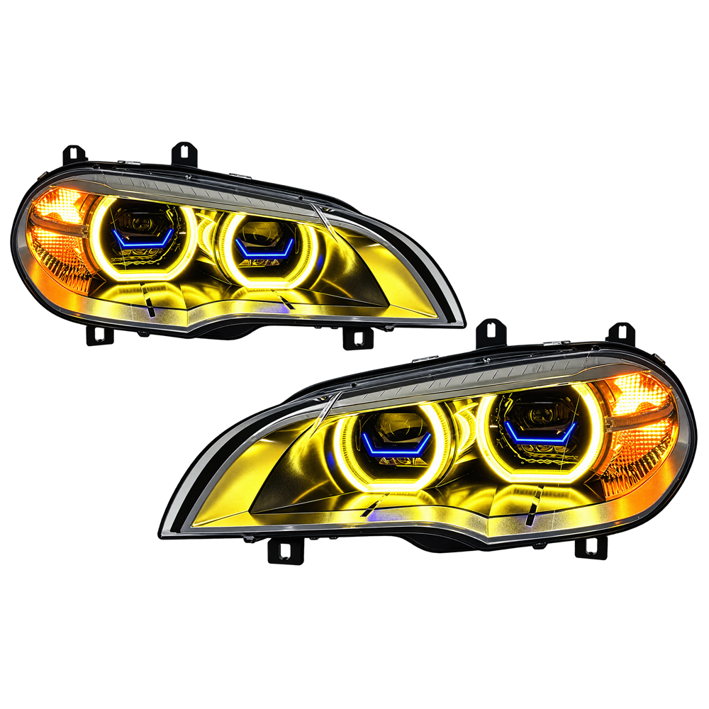 2007-2013 BMW X5/X5M Yellow-White Laser Style LED Headlights | E70
