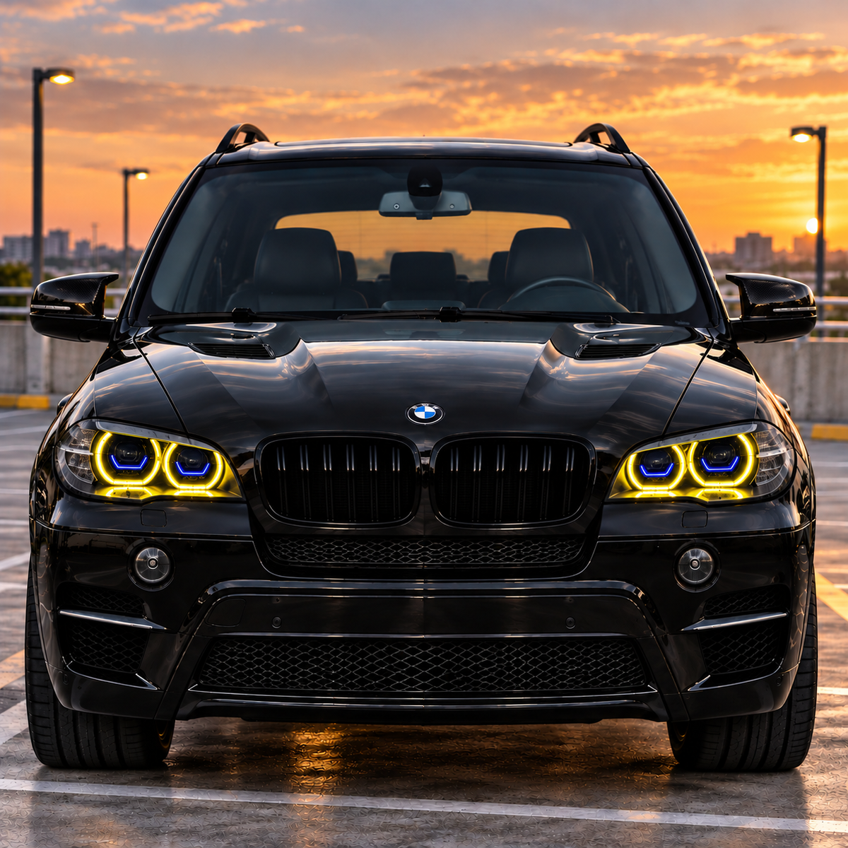 2007-2013 BMW X5/X5M Yellow-White Laser Style LED Headlights | E70