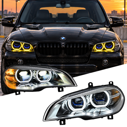2007-2013 BMW X5/X5M Yellow-White Laser Style LED Headlights | E70