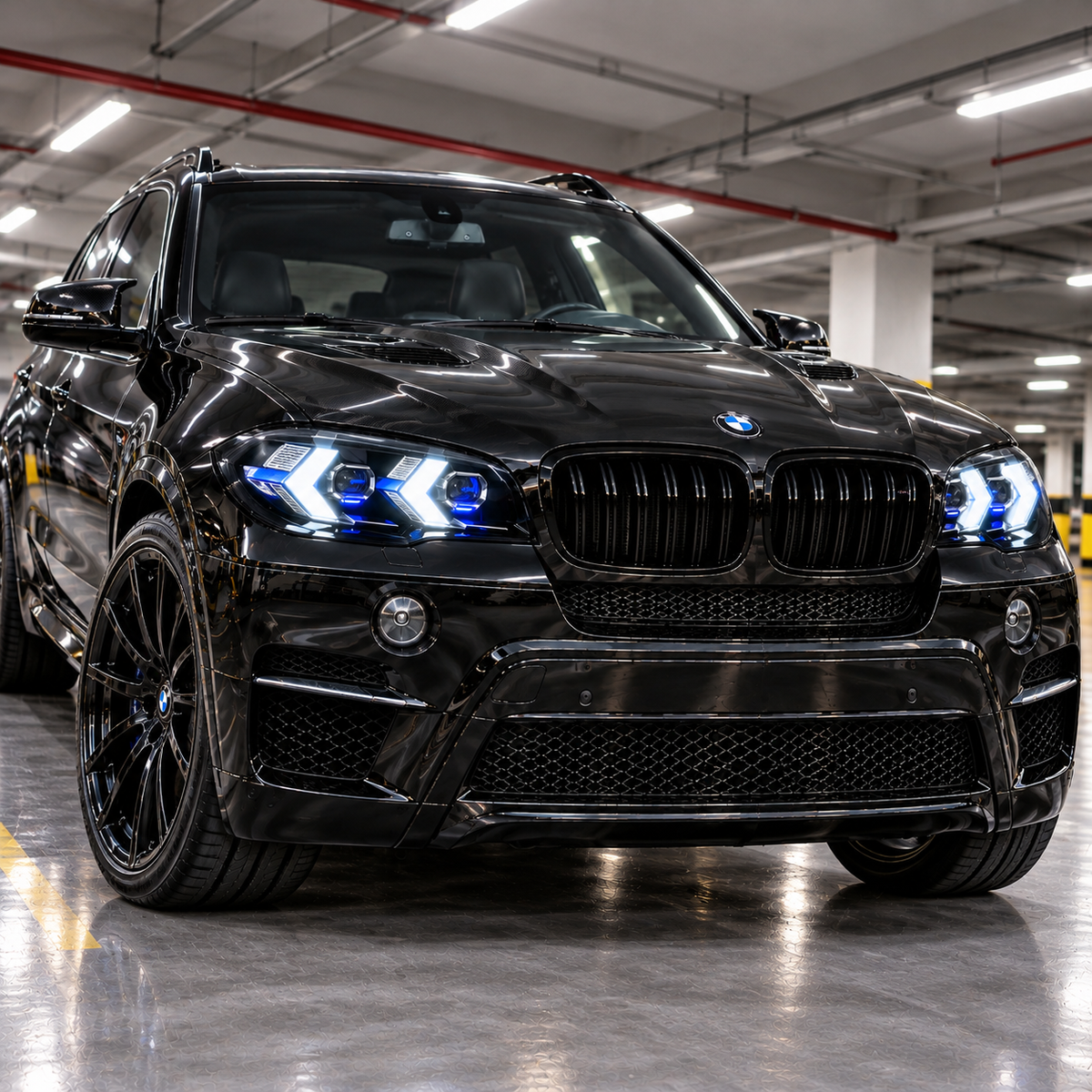 2007-2013 BMW X5/X5M Yellow-White Snake Eye Style LED Headlights | E70