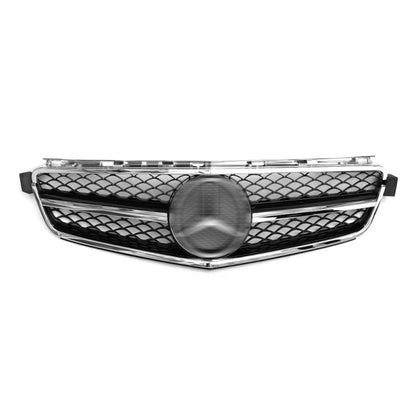 2008-2011 Mercedes-Benz C63 Amg Style Front Grille | W204 Chrome Silver Frame Gloss Black Net /