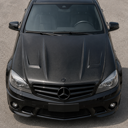 2008-2011 Mercedes C-Class A Style Carbon Fiber Hood | W204/C204