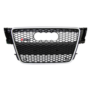 2008-2012 Audi Rs5 Honeycomb Grille | B8 A5/s5 Silver Frame Black Net With Emblem / Chrome
