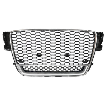 2008-2012 Audi Rs5 Honeycomb Grille With Lower Mesh | B8 A5/S5 Chrome Silver Frame Black Front