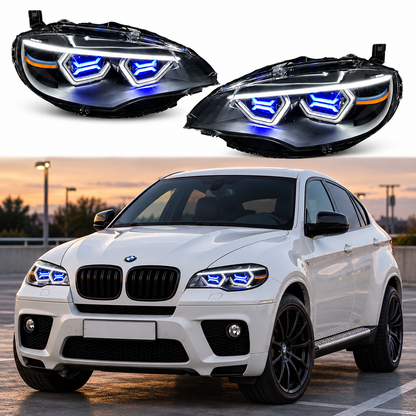 2008-2012 BMW X6/X6M RGB DRL OSS Style LED Headlights | E71 Pre-LCI