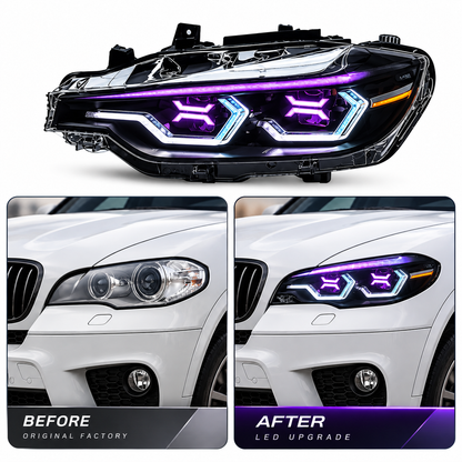 2008-2012 BMW X6/X6M RGB DRL OSS Style LED Headlights | E71 Pre-LCI