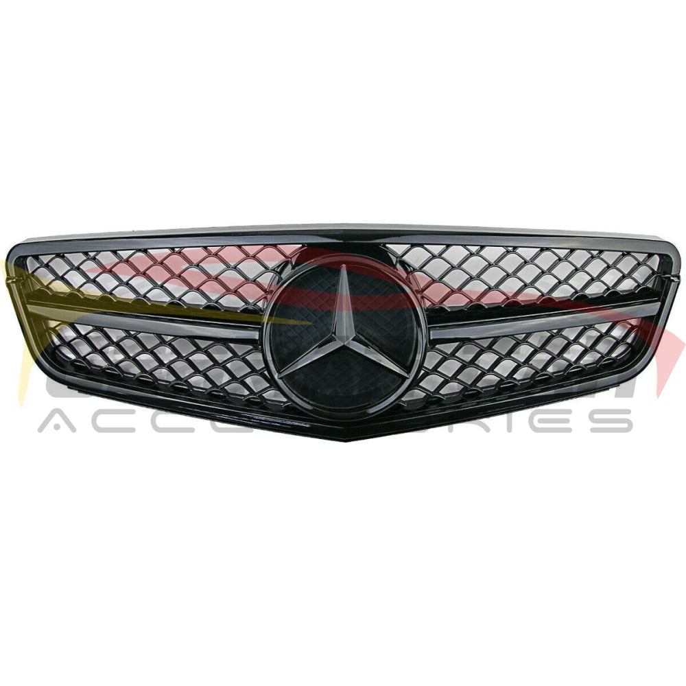 2008-2014 Mercedes-Benz C-Class Amg Style Front Grille | W204 Gloss Black Frame Middle / Mercedes