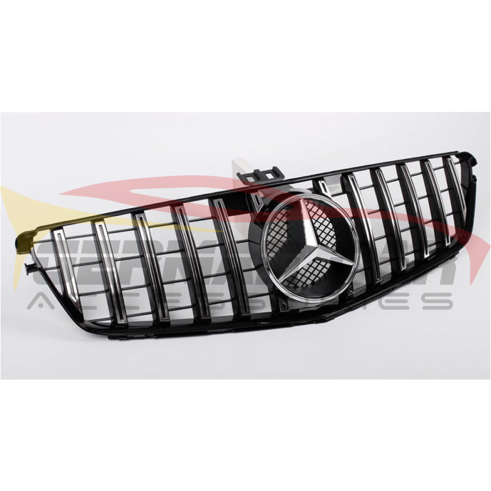 Gloss Black GT R Style Front Grille For Mercedes Benz W204 C250 C300 2008-2013 - Direct Replacement, No Emblem