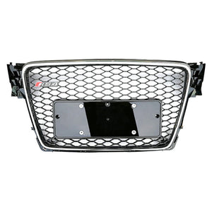 2009-2012 Audi Rs4 Honeycomb Grille | B8 A4/s4 Chrome Silver Frame Black Net All Mesh No Emblem /