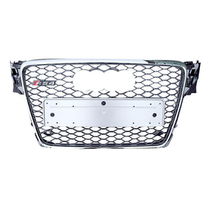 2009-2012 Audi Rs4 Honeycomb Grille | B8 A4/s4 Chrome Silver Frame Net With Emblem /