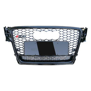 2009-2012 Audi Rs4 Honeycomb Grille With Quattro In Lower Mesh | B8 A4/s4 Black Frame Net Emblem /