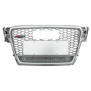 2009-2012 Audi Rs4 Honeycomb Grille With Quattro In Lower Mesh | B8 A4/s4 Chrome Silver Frame Net
