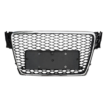 2009-2012 Audi Rs4 Style Honeycomb Grille | B8 A4/S4 Chrome Silver Frame Black Mesh Front Grilles