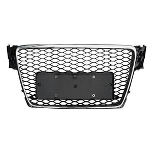 2009-2012 Audi Rs4 Style Honeycomb Grille | B8 A4/S4 Chrome Silver Frame Black Mesh Front Grilles