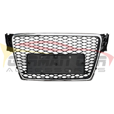 2009-2012 Audi Rs4 Style Honeycomb Grille | B8 A4/S4 Chrome Silver Frame Black Mesh Front Grilles