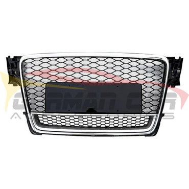 2009-2012 Audi Rs4 Style Honeycomb Grille With Lower Mesh | B8 A4/S4 Chrome Silver Frame Black