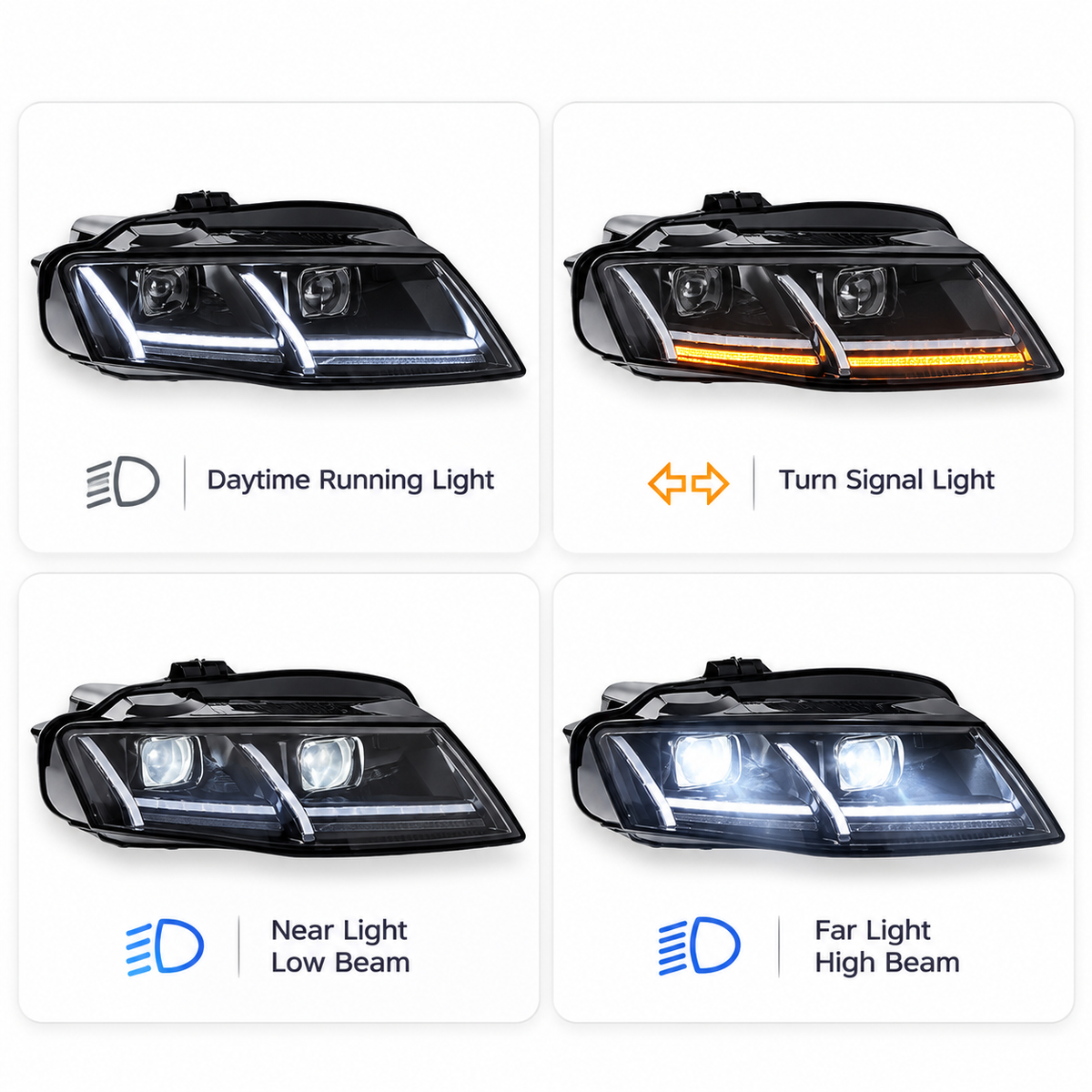 2009-2012 Audi A4/S4 Matrix Style LED Headlights | B8