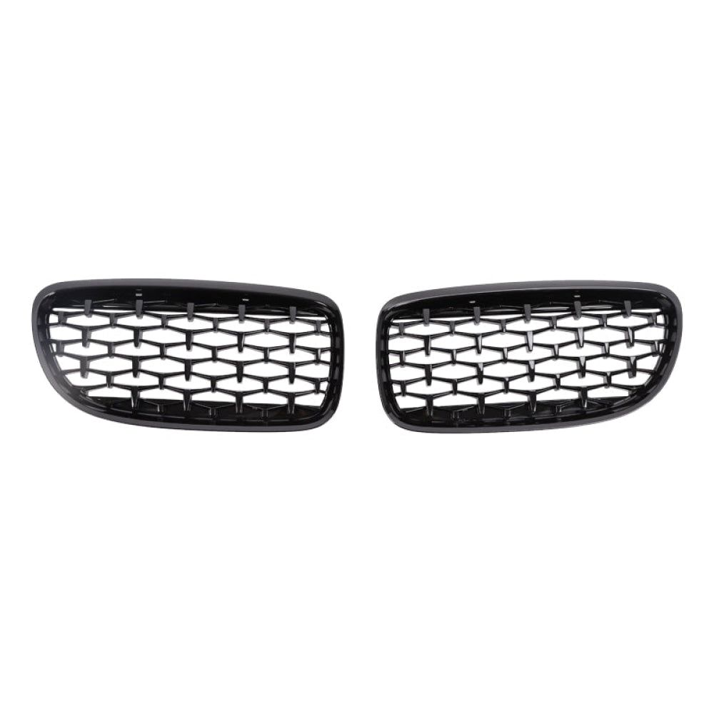 2009-2013 Bmw 3-Series Diamond Kidney Grilles | E90/e91/e92/e93 Lci Gloss Black / E90/e91