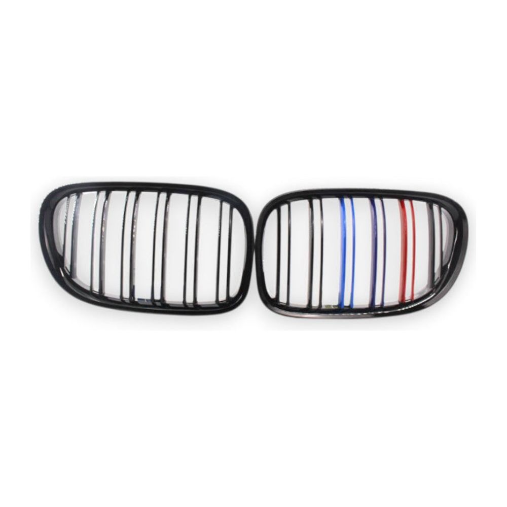 2009-2015 BMW 7-Series Kidney Grilles | F01/F02/F03/F04 Gloss Black with M Stripe Kidney Grilles