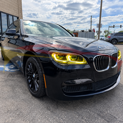 2009-2015 BMW 7-Series Yellow-White DRL G12 Style LED Headlights | F01/F02 - Headlights