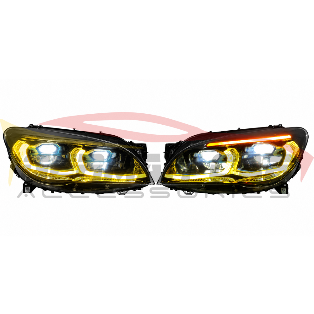 2009-2015 BMW 7-Series Yellow-White DRL G12 Style LED Headlights | F01/F02 - Headlights