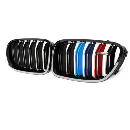 2010-2016 Bmw 5-Series Kidney Grilles | F10/f11 Gloss Black With M Stripe