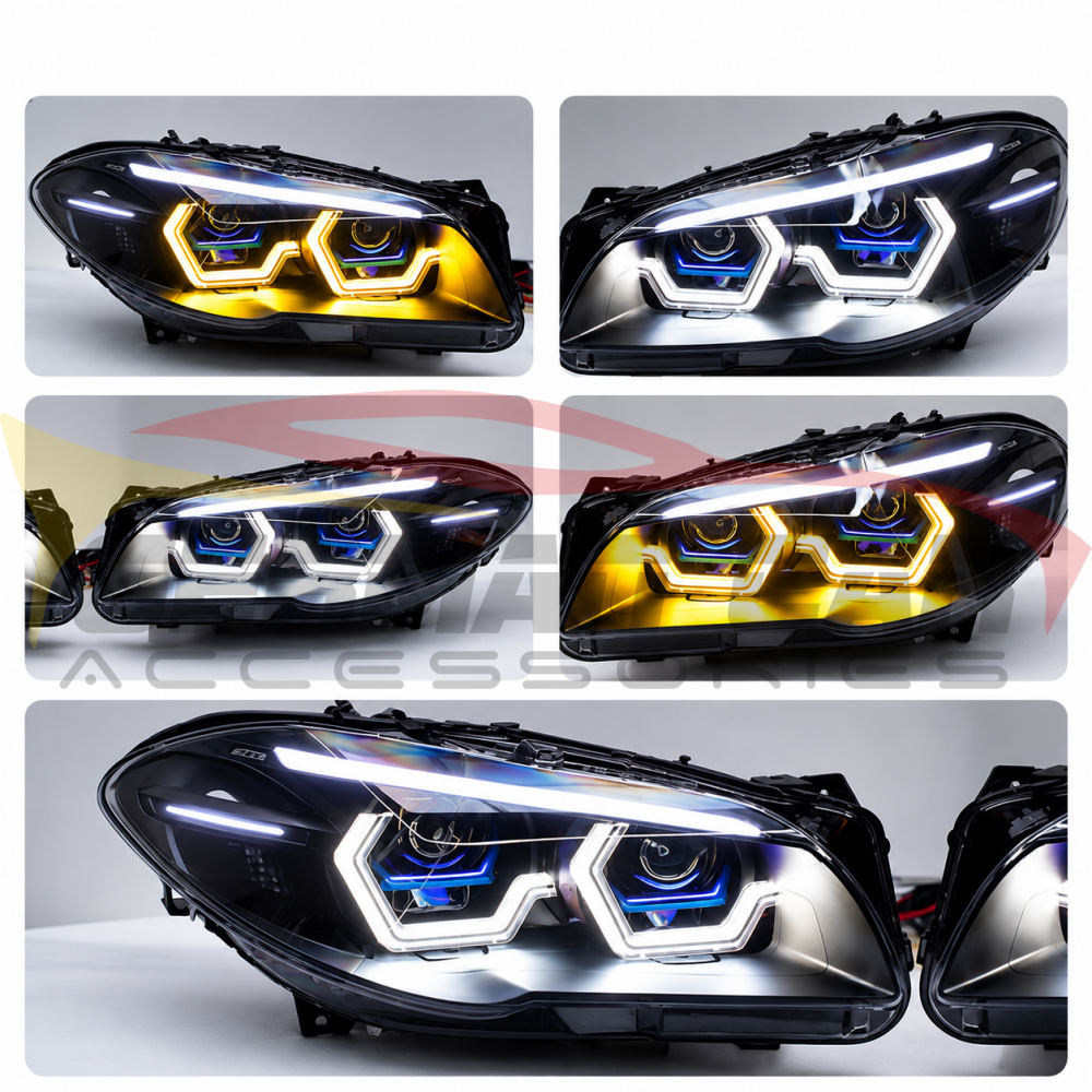 2011-2016 BMW M5/5-Series Yellow-White DRL Laser Style Headlights | F10 - Headlights