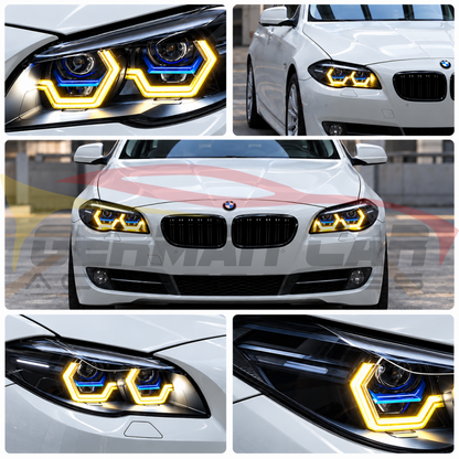 2011-2016 BMW M5/5-Series Yellow-White DRL Laser Style Headlights | F10 - Headlights