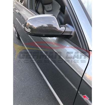 Gloss Black Carbon Fiber Wing Mirror Cover Caps For Audi A5 / S5 (2008-2009) – OEM-fit Replacement