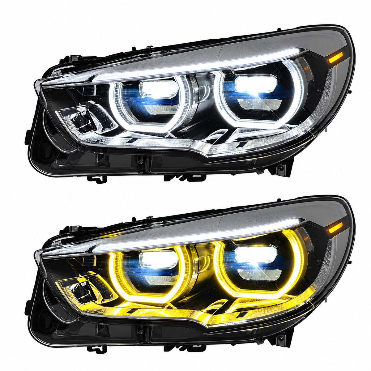 2010-2017 BMW 5-Series Yellow-White DRL LED Headlights | F07