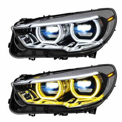 2010-2017 BMW 5-Series Yellow-White DRL LED Headlights | F07