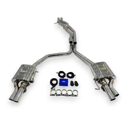 2010 - 2018 Audi A8 Valved Sport Exhaust System | D4 Stainless Steel / Chrome Tips