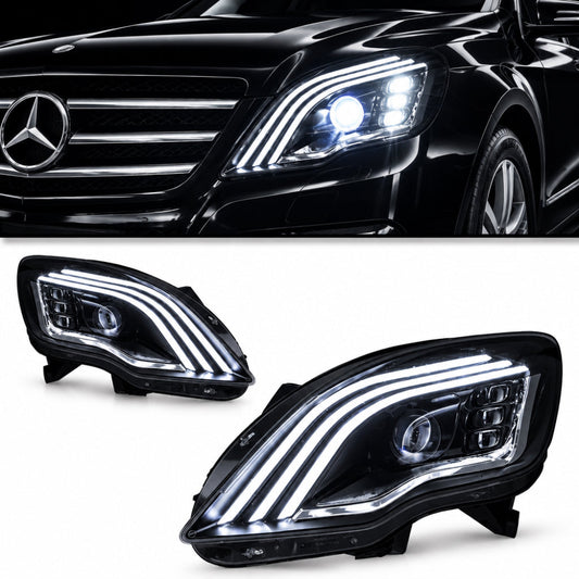 2011-2013 Mercedes-Benz R-Class Triple-Track Style LED Headlights | V251 Facelift