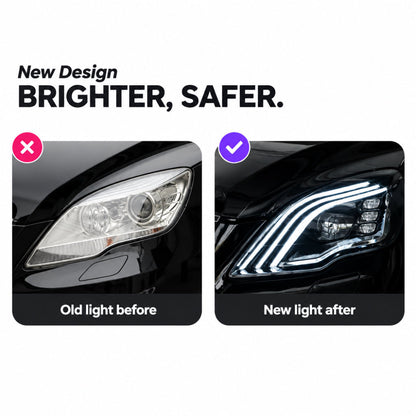 2011-2013 Mercedes-Benz R-Class Triple-Track Style LED Headlights | V251 Facelift
