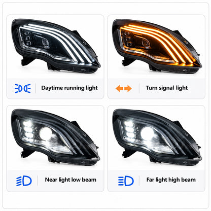 2011-2013 Mercedes-Benz R-Class Triple-Track Style LED Headlights | V251 Facelift