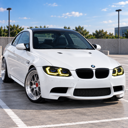 2011-2013 BMW 3-Series/M3 Yellow-White DRL Ikon Style Headlights | E92/E93 LCI