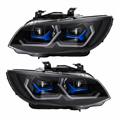 2011-2013 BMW 3-Series/M3 Yellow-White DRL Ikon Style Headlights | E92/E93 LCI